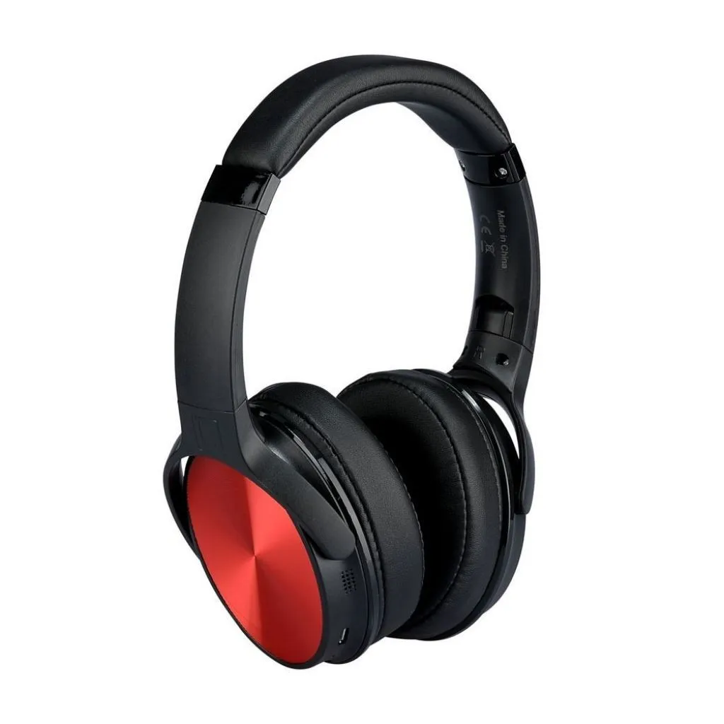V-TAC Cuffia Senza Fili Bluetooth con Testa Rotante 500mAh Colore Rosso con Custodia - immagine 1