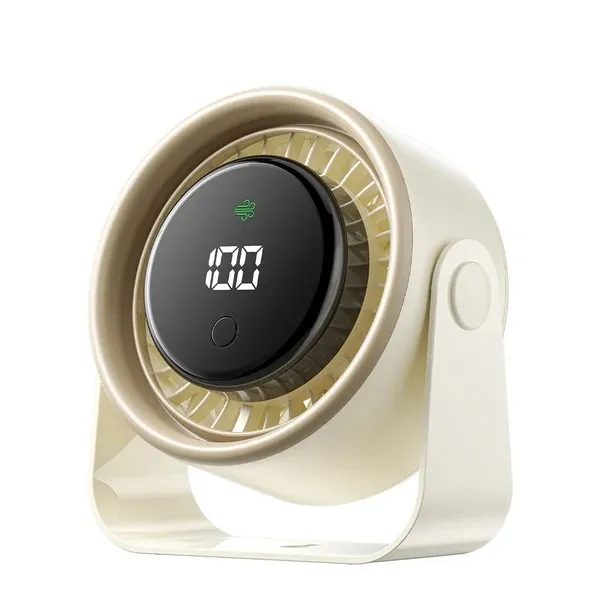 Ventilatore da tavolo Vention PBJ - Velocità massima 2500 giri/min - Batteria da 3000 mAh - Modalità notturna - Display - Connessione USB-C - Colore beige - immagine 1