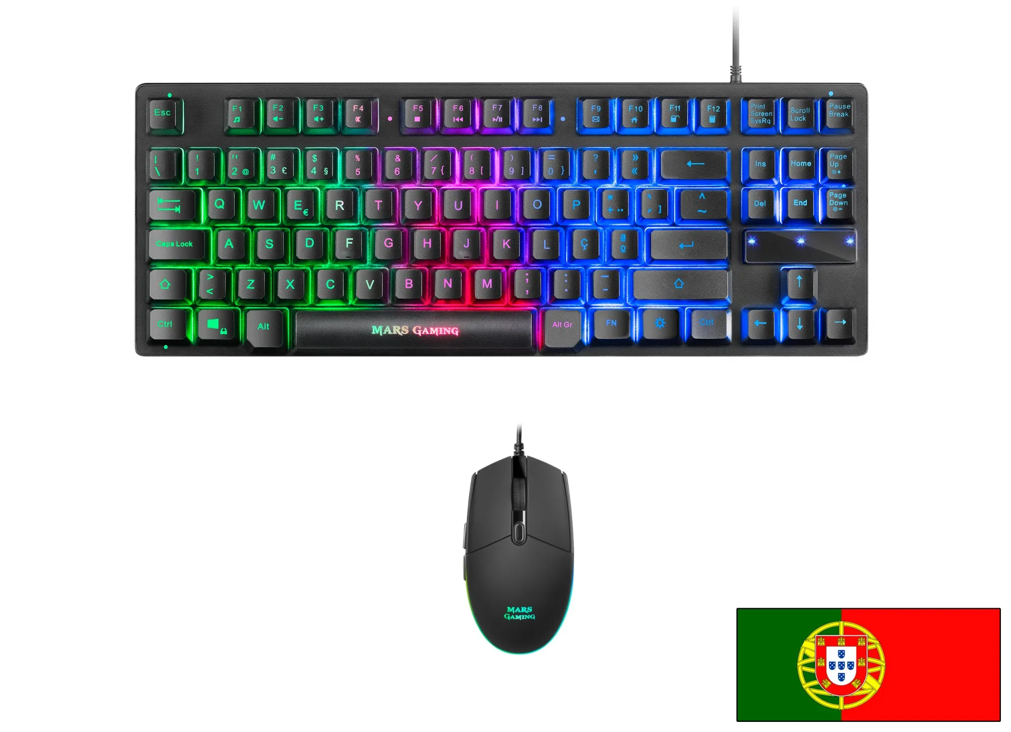 Mars Gaming MCPTKLPT tastiera Mouse incluso USB Portoghese Nero - immagine 1