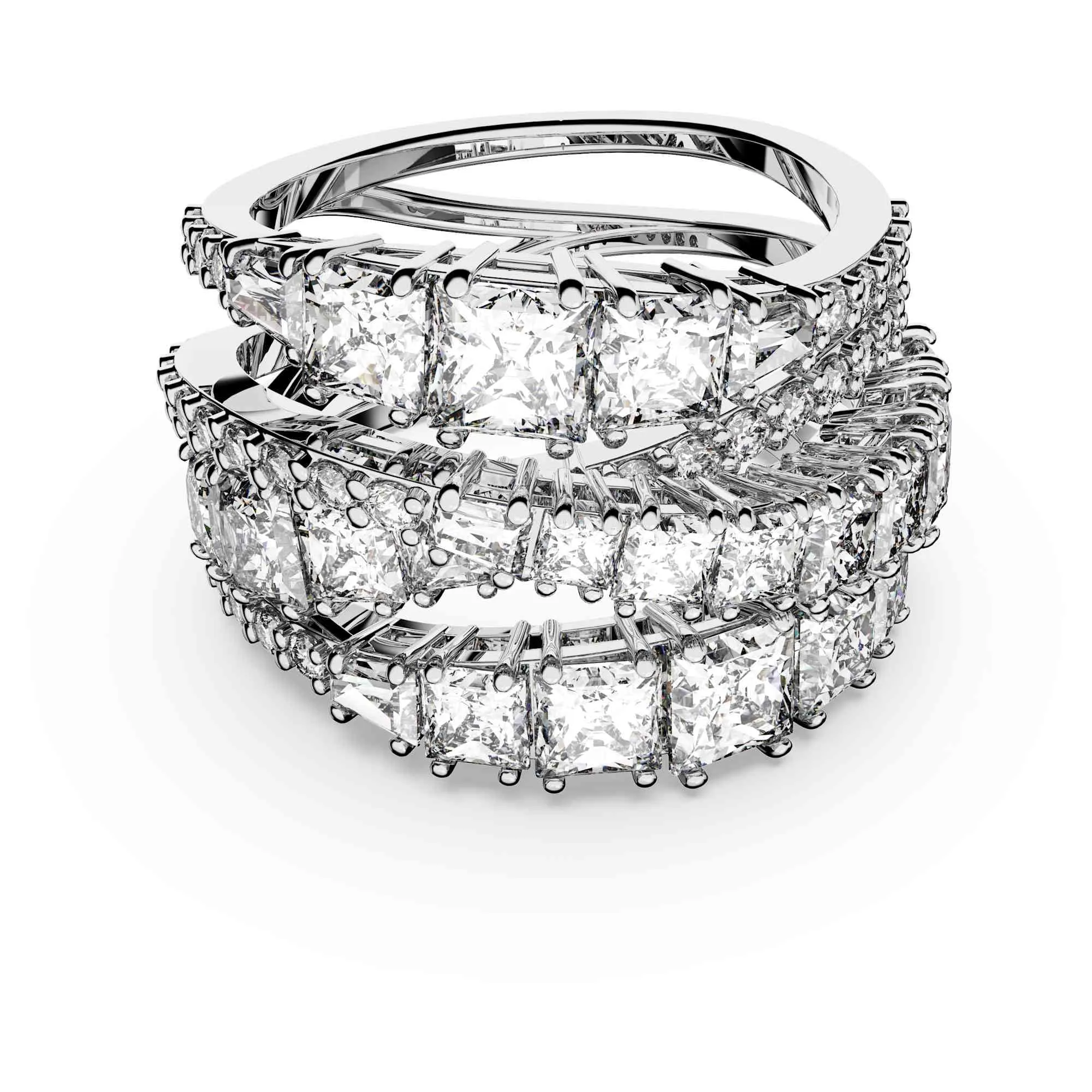 Swarovski Anello Twist Wrap, Taglio misto, Bianco, Placcato rodio - immagine 1