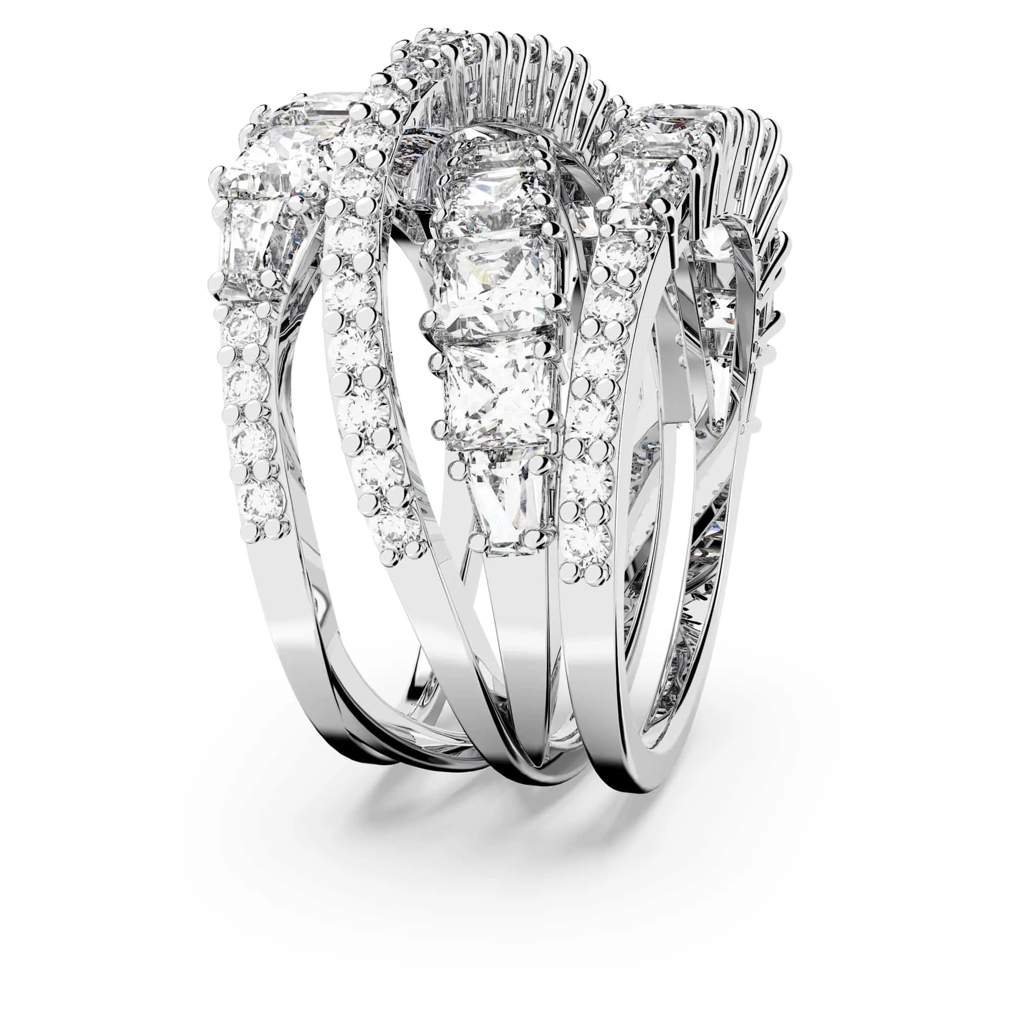 Swarovski Anello Twist Wrap, Taglio misto, Bianco, Placcato rodio - immagine 3