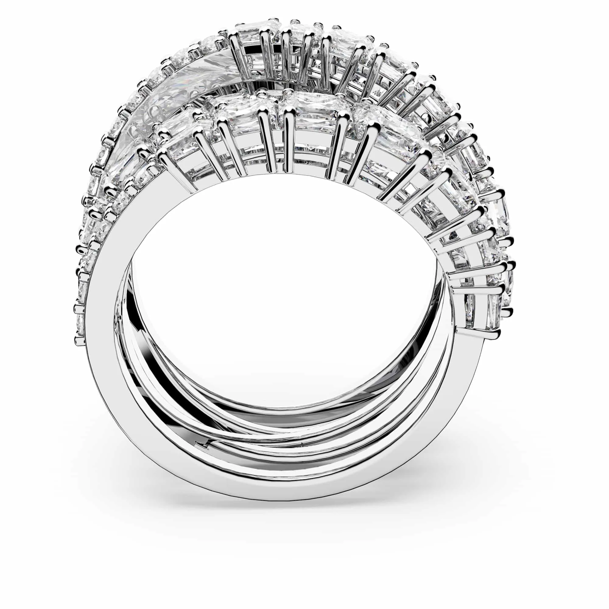 Swarovski Anello Twist Wrap, Taglio misto, Bianco, Placcato rodio - immagine 4