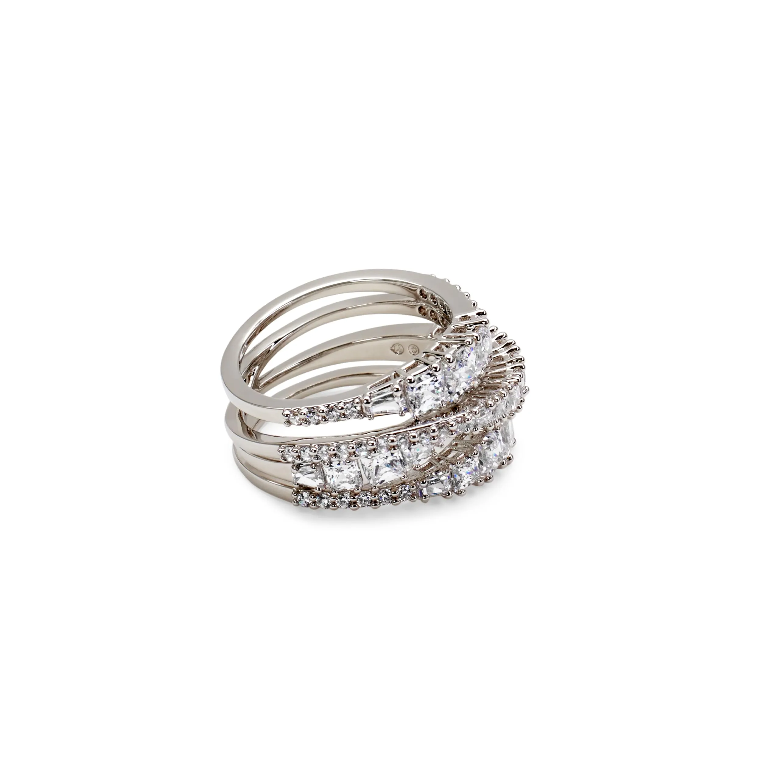 Swarovski Anello Twist Wrap, Taglio misto, Bianco, Placcato rodio - immagine 1
