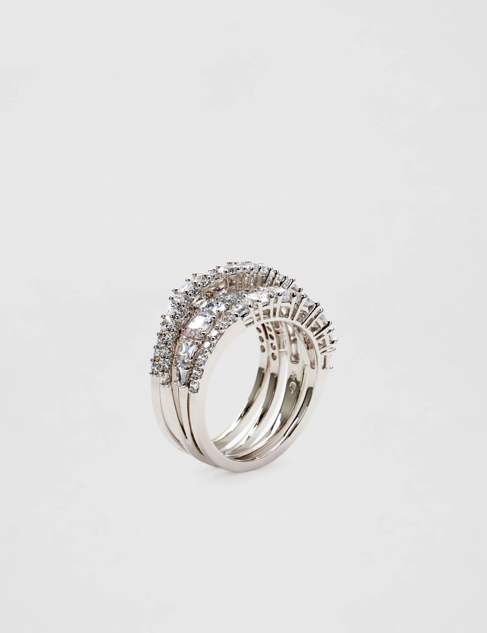 Swarovski Anello Twist Wrap, Taglio misto, Bianco, Placcato rodio - immagine 3
