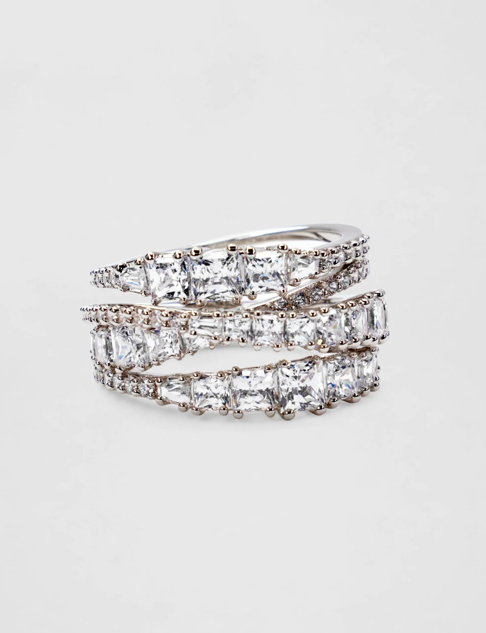 Swarovski Anello Twist Wrap, Taglio misto, Bianco, Placcato rodio - immagine 4