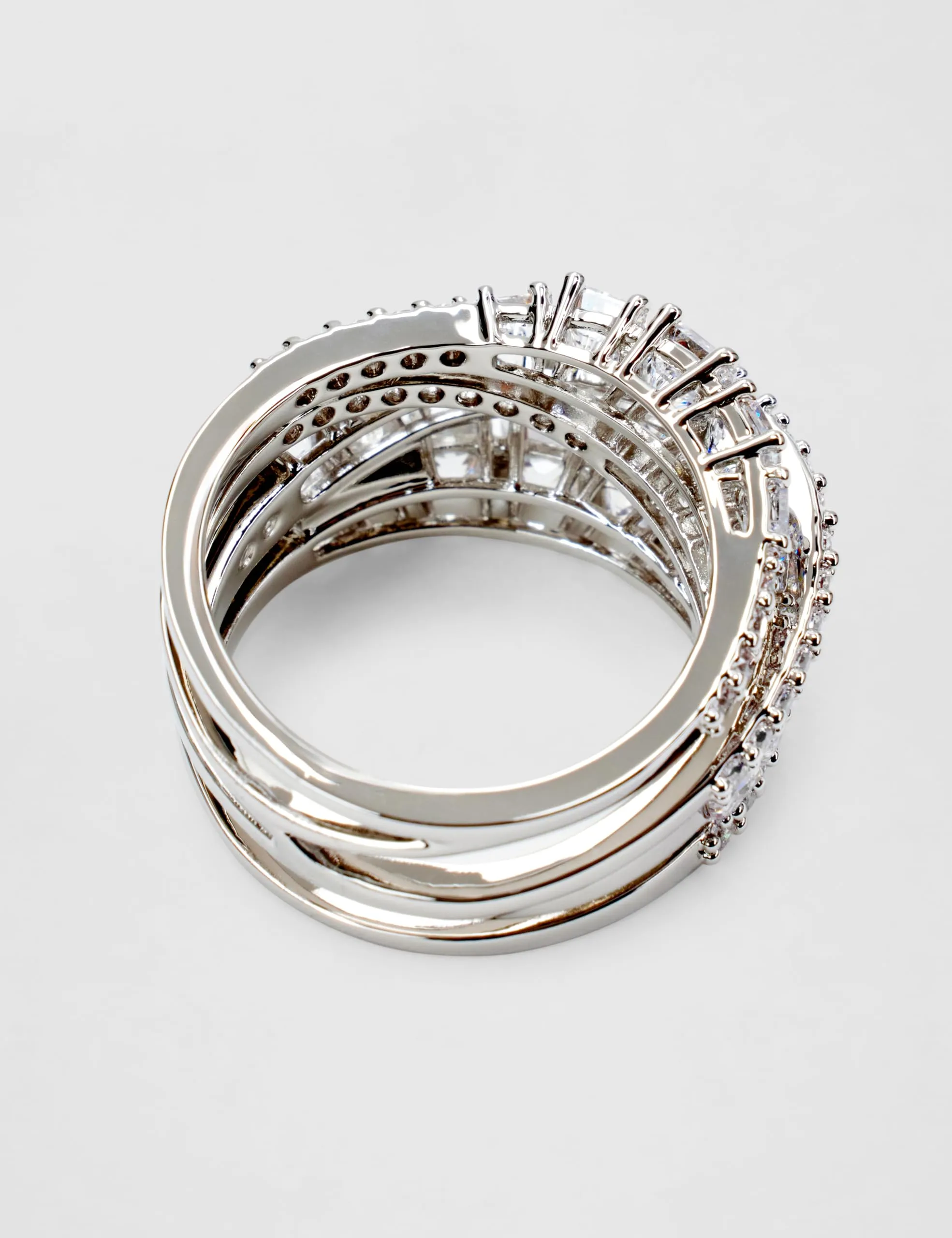 Swarovski Anello Twist Wrap, Taglio misto, Bianco, Placcato rodio - immagine 5