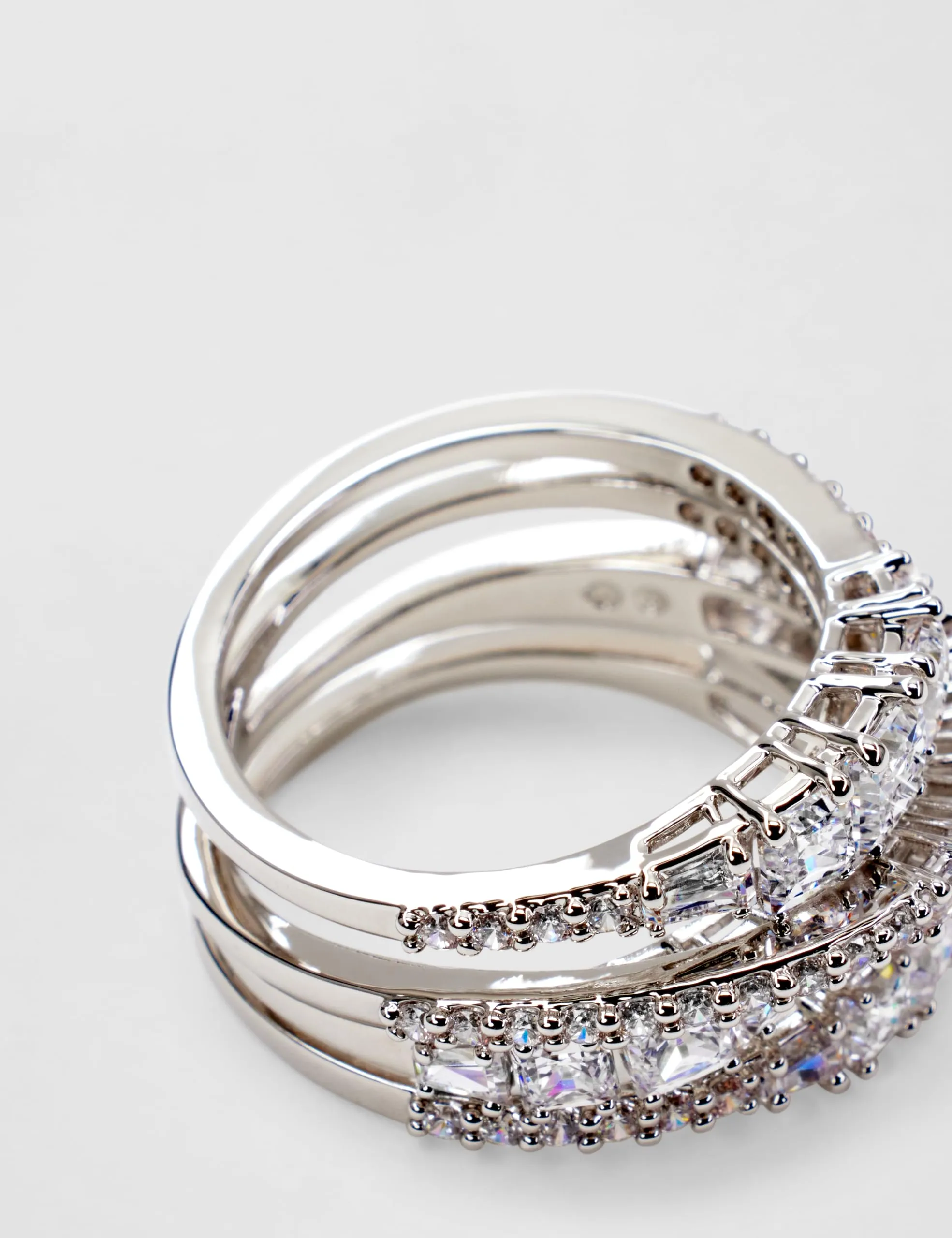 Swarovski Anello Twist Wrap, Taglio misto, Bianco, Placcato rodio - immagine 6