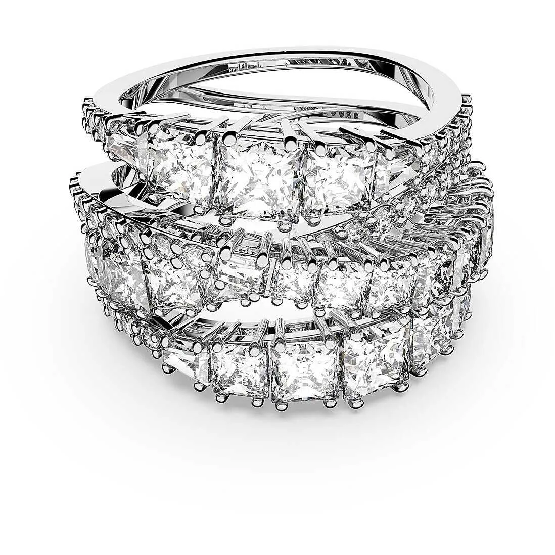 Swarovski Anello Twist Wrap, Taglio misto, Bianco, Placcato rodio - immagine 1