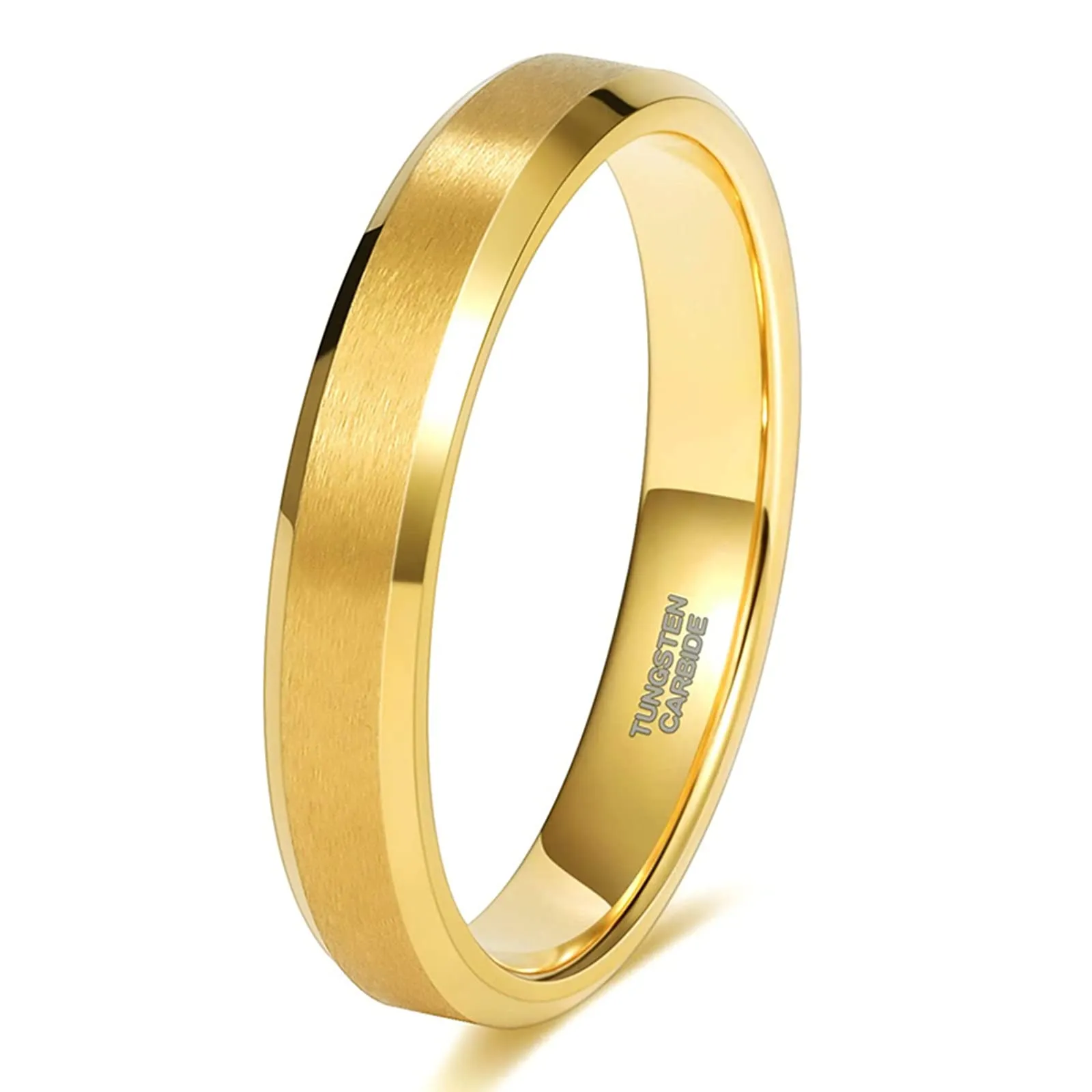 Zakk Anelli da uomo e donna in carburo di tungsteno Oro spazzolato anelli di fidanzamento fedi nuziali, 4mm 6mm 8mm (4mm,54 (17.2)) - immagine 1
