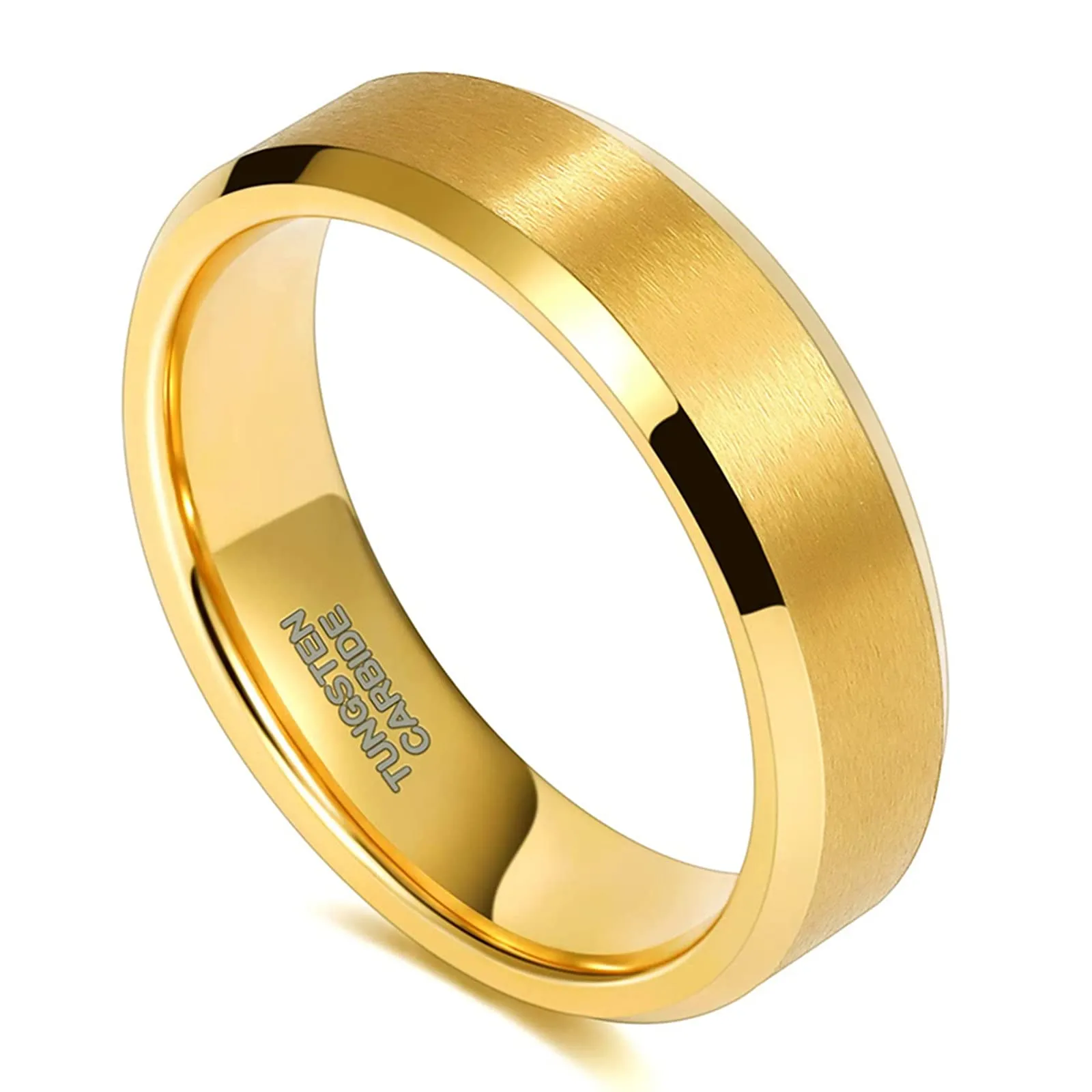 Zakk Anelli da uomo e donna in carburo di tungsteno Oro spazzolato anelli di fidanzamento fedi nuziali, 4mm 6mm 8mm (6mm,57 (18.1)) - immagine 2