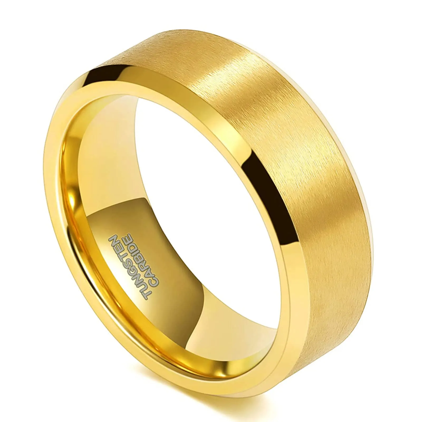 Zakk Anelli da uomo e donna in carburo di tungsteno Oro spazzolato anelli di fidanzamento fedi nuziali, 4mm 6mm 8mm (8mm,75 (23.9)) - immagine 2