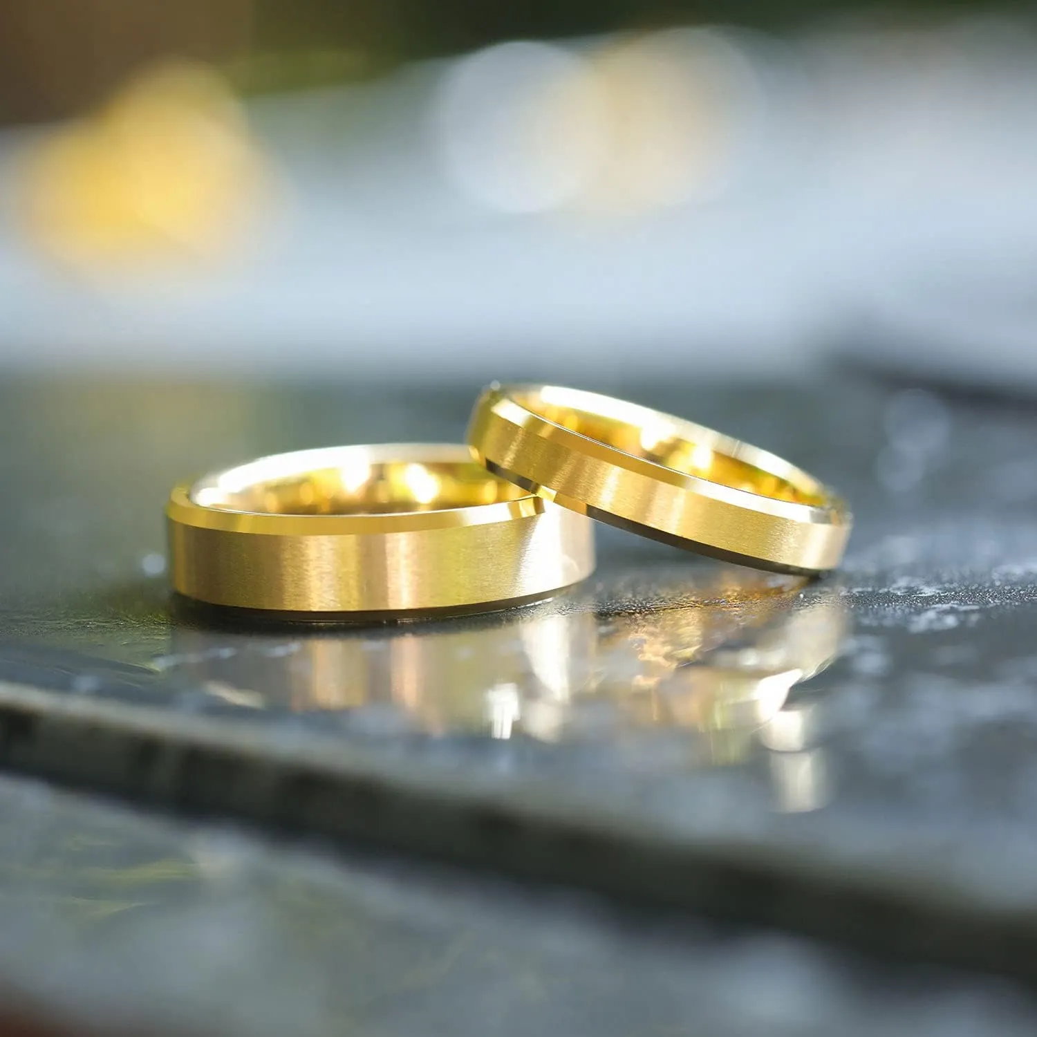 Zakk Anelli da uomo e donna in carburo di tungsteno Oro spazzolato anelli di fidanzamento fedi nuziali, 4mm 6mm 8mm (6mm,68 (21.6)) - immagine 3