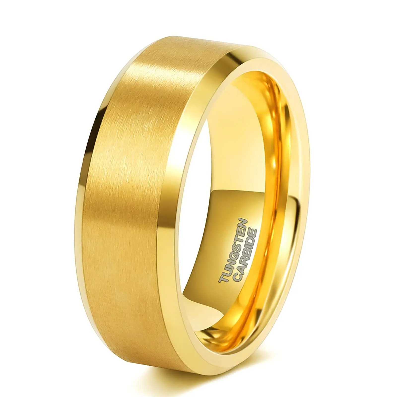 Zakk Anelli da uomo e donna in carburo di tungsteno Oro spazzolato anelli di fidanzamento fedi nuziali, 4mm 6mm 8mm (8mm,65 (20.7)) - immagine 1