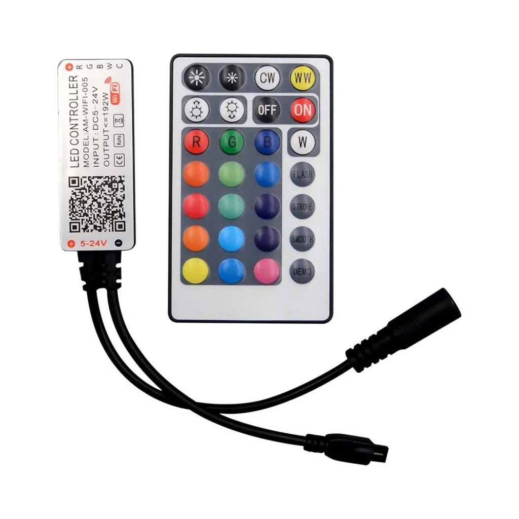 V-TAC Controller Wifi per Strip LED 3in1+RGB Dimmerabile con Telecomando 28 Tasti Compatibile con Amazon Alexa e Google Home - immagine 1