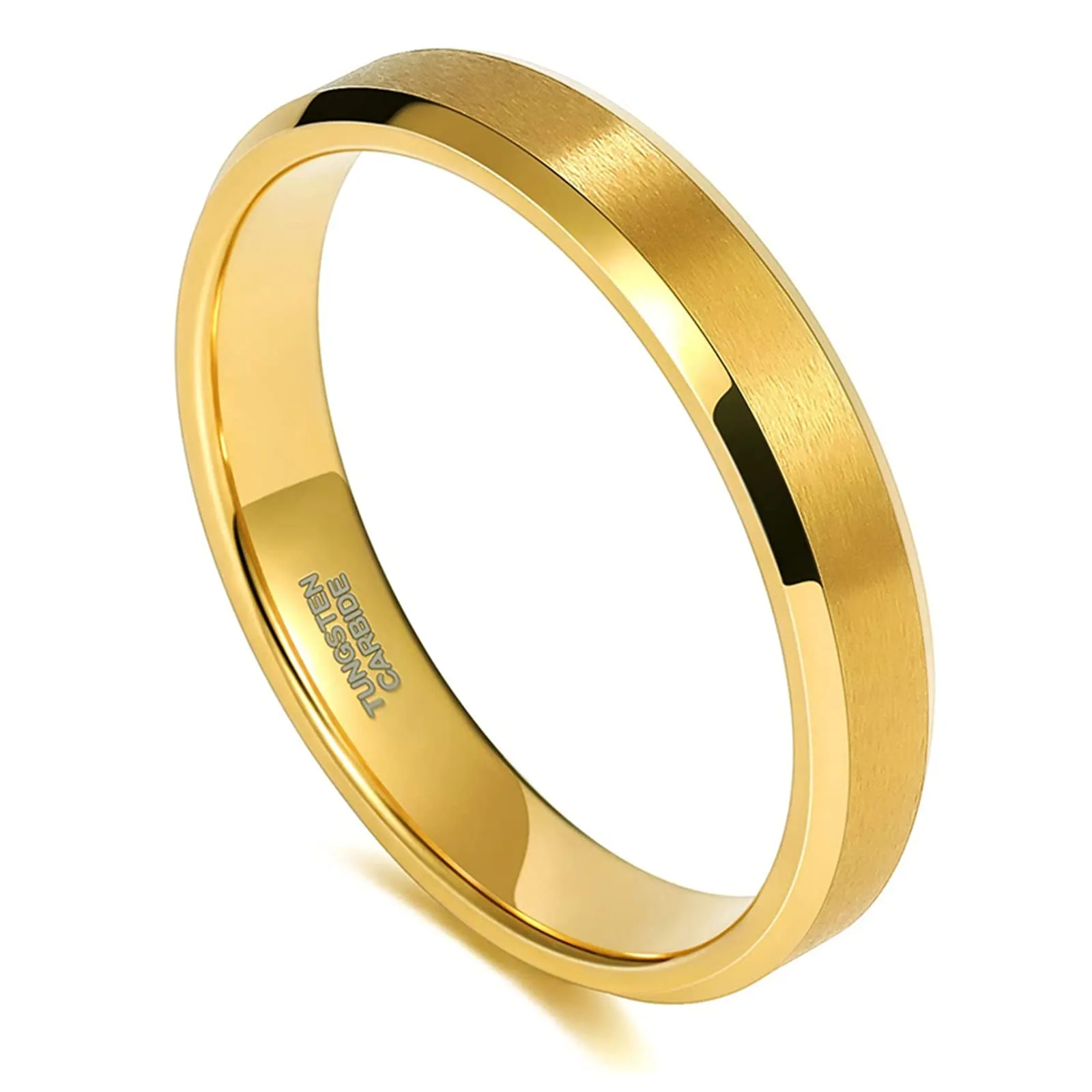 Zakk Anelli da uomo e donna in carburo di tungsteno Oro spazzolato anelli di fidanzamento fedi nuziali, 4mm 6mm 8mm (4mm,60 (19.1)) - immagine 2