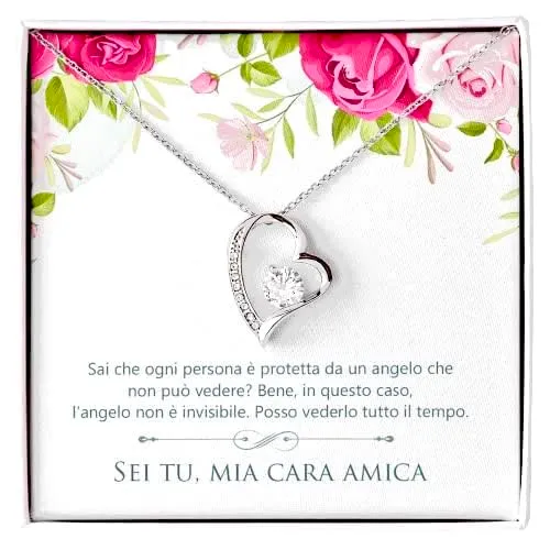 NONNA PROFESSIONISTA Collana Donna Mia Cara Amica Argento Idee Regali per lei Compleanno o Natale - Cofanetto con DEDICA incluso (Argento - Amica) - immagine 1