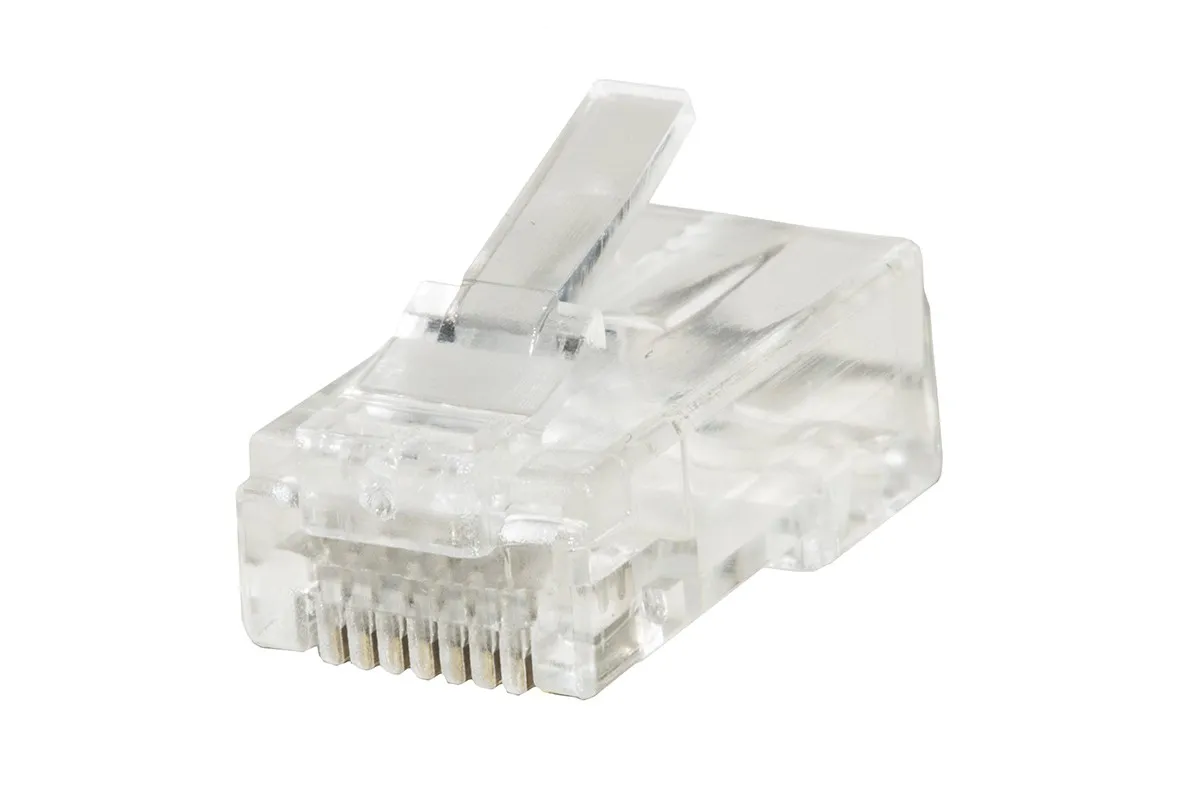 Confezione 100 Connettori 8 Poli Cat 6 Utp Non Schermato Rj45 Con Inserto Per Cavo Flessibile - immagine 1