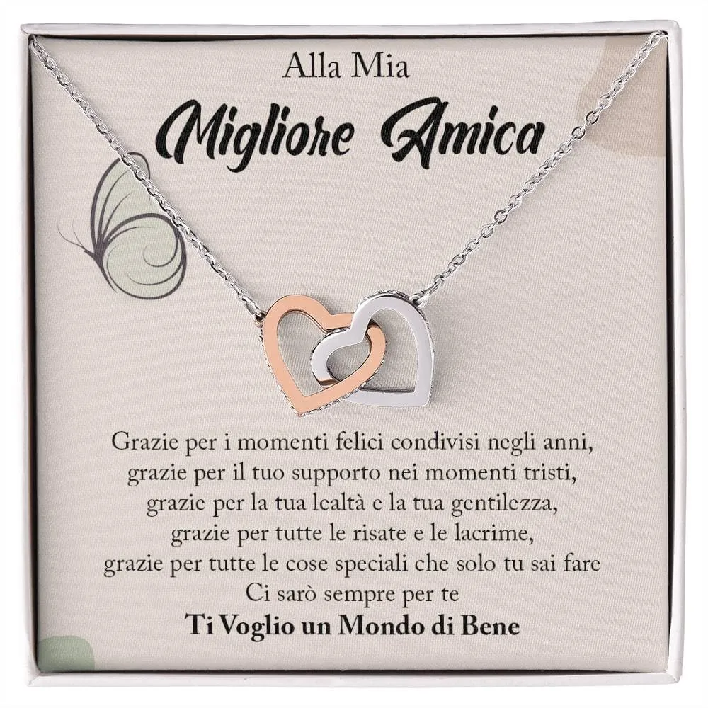 NONNA PROFESSIONISTA Collana Donna Alla mia MIgliore Amica Argento Idee Regali per lei Compleanno o Natale - Cofanetto con DEDICA incluso (Oro - Amica) - immagine 1