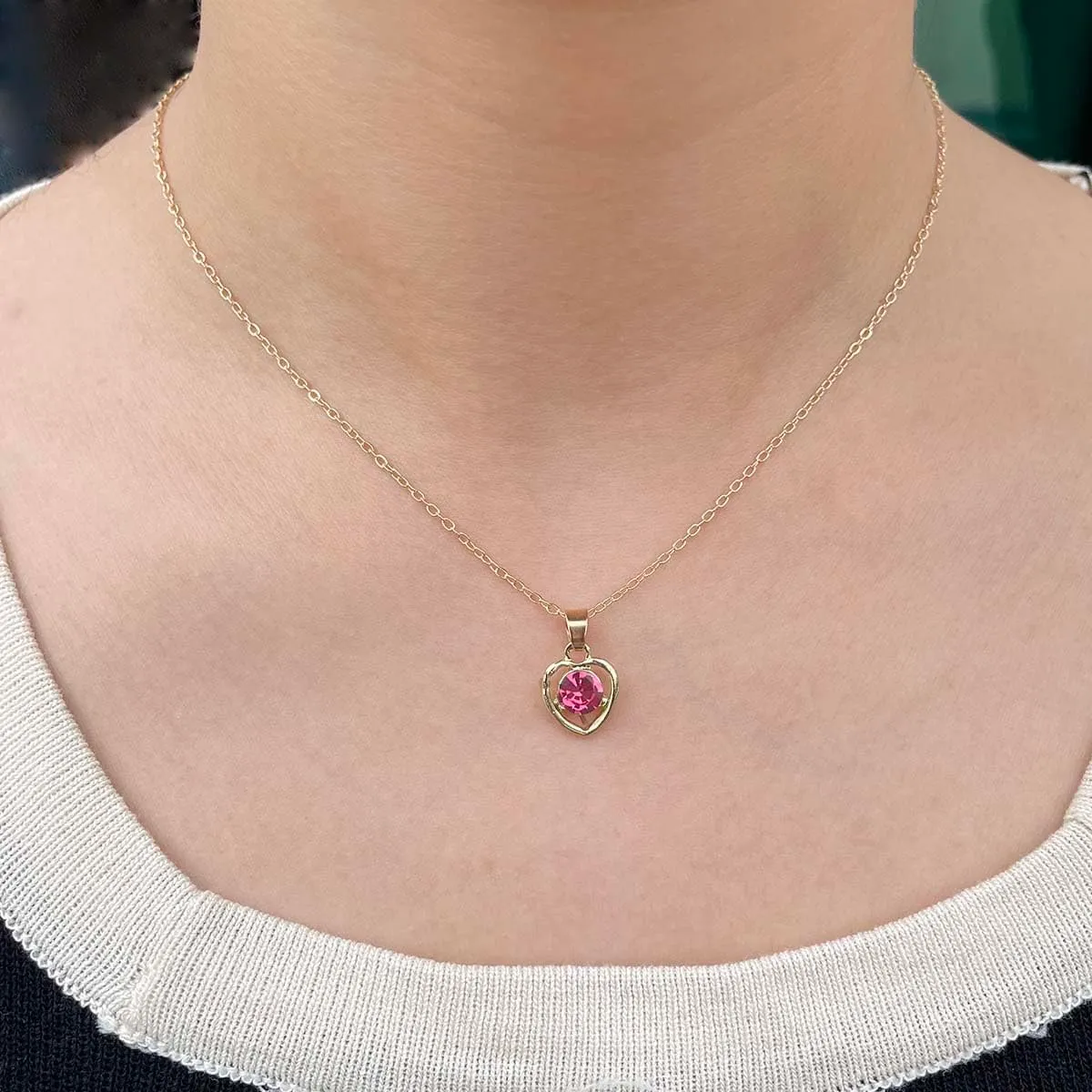 Clataly Cuore Cristallo Collana Orecchini Bracciale Anello Set Amore Pendente Collana Gioielli per le Donne e Ragazze (Rosso) - immagine 2