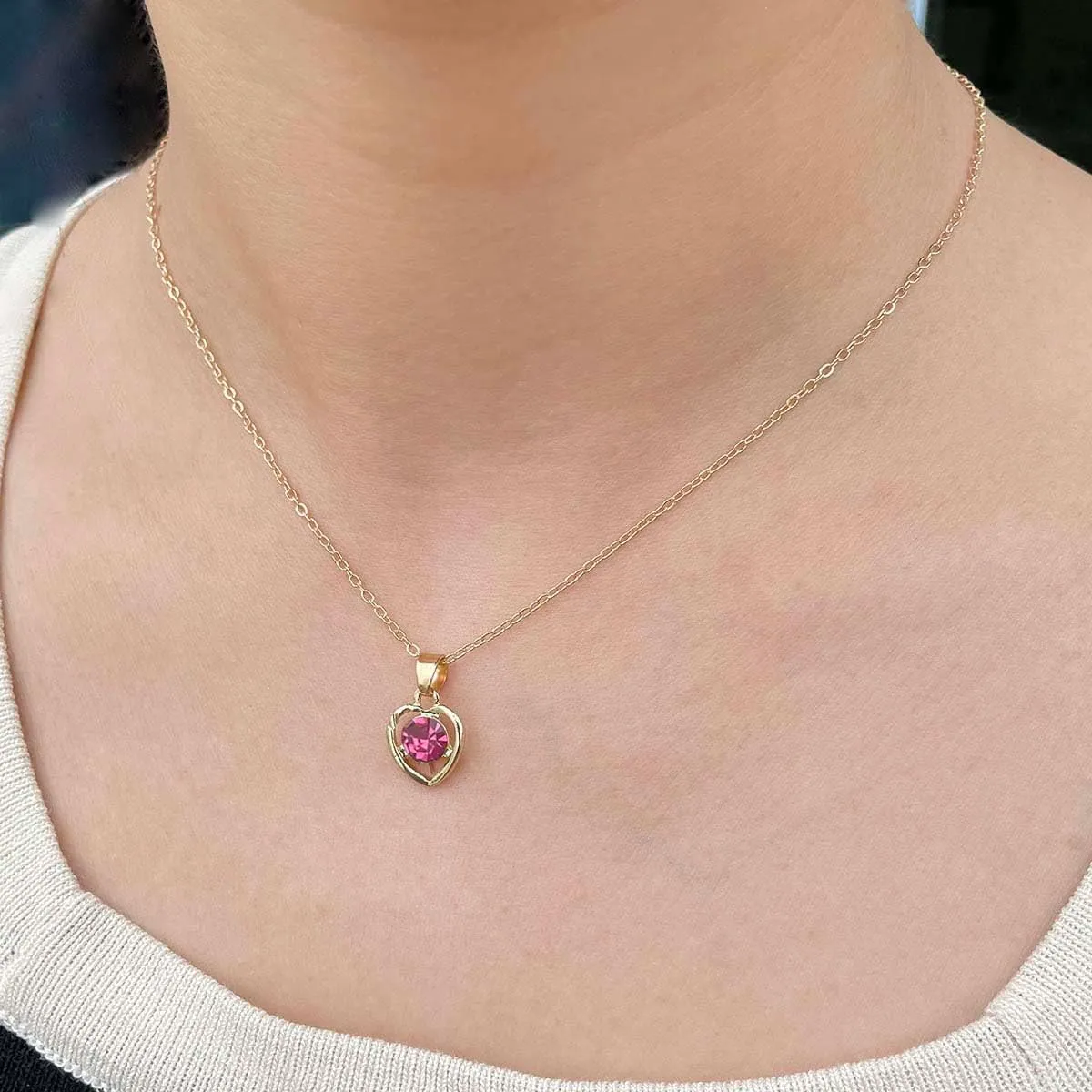 Clataly Cuore Cristallo Collana Orecchini Bracciale Anello Set Amore Pendente Collana Gioielli per le Donne e Ragazze (Rosso) - immagine 3