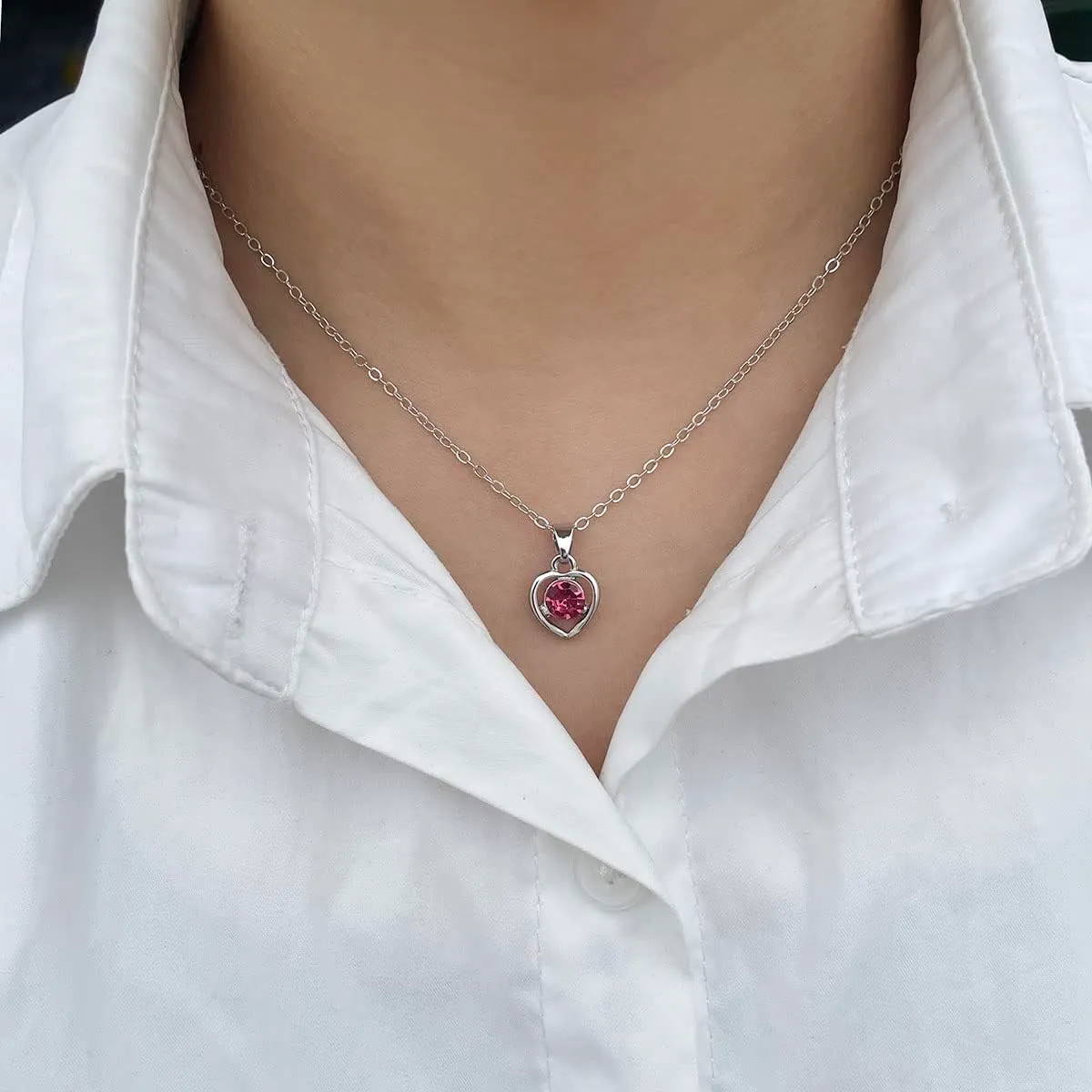 Clataly Cuore Cristallo Collana Orecchini Bracciale Anello Set Amore Pendente Collana Gioielli per le Donne e Ragazze (Rosso) - immagine 6