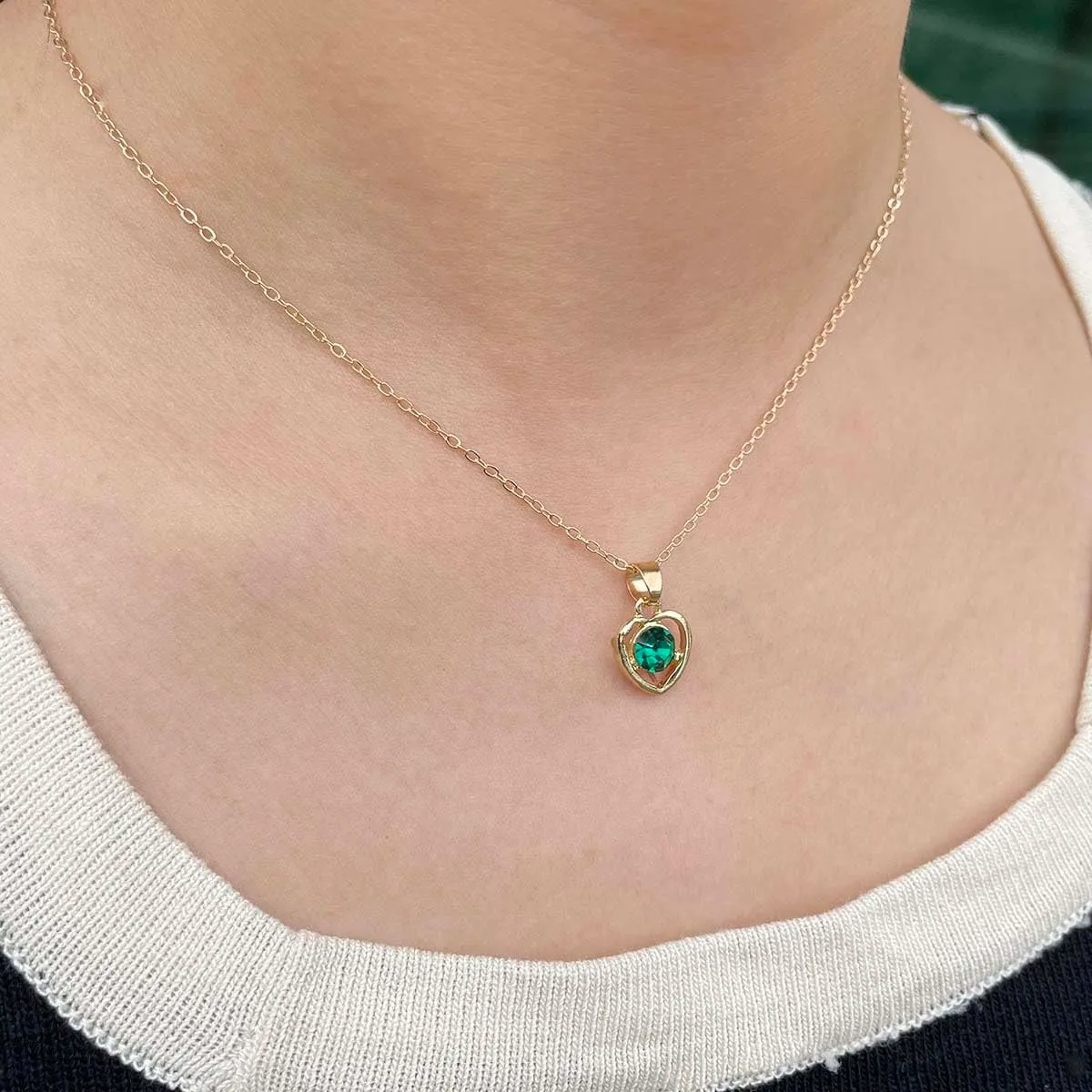 Clataly Cuore Cristallo Collana Orecchini Bracciale Anello Set Amore Pendente Collana Gioielli per le Donne e Ragazze (Verde) - immagine 4