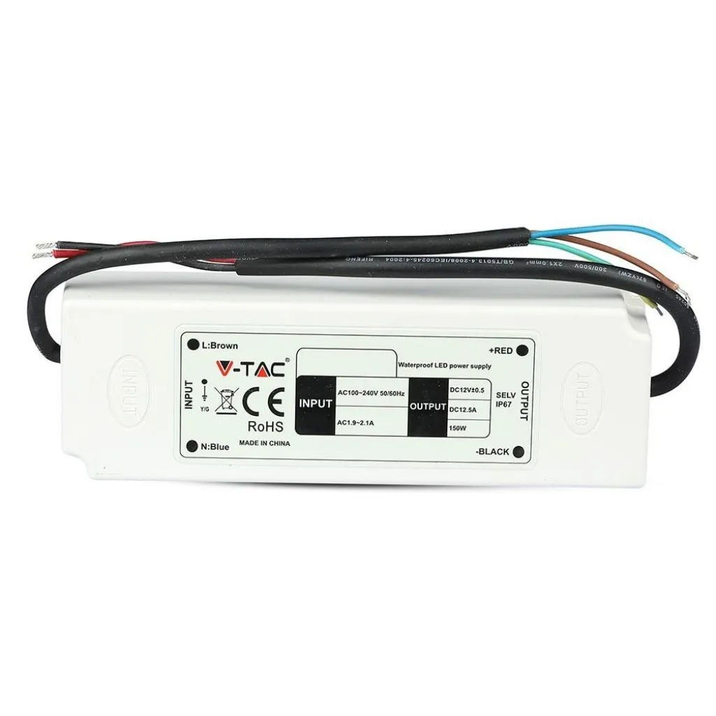 V-TAC Alimentatore in Plastica 60W 12V 5A Colore Bianco IP67 - immagine 1