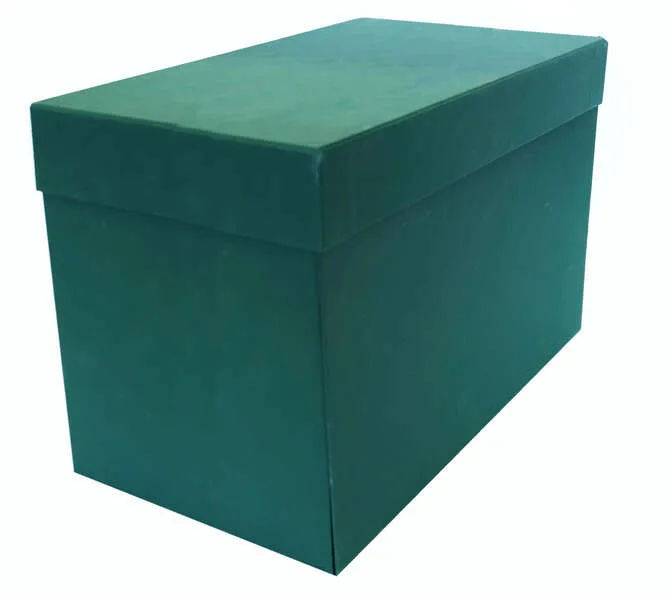 Scatola portadocumenti Elba formato folio - Dorso da 20 cm - Coperchio protettivo con aletta incernierata - Realizzata in cartone riciclato rivestito in Geltex - Dimensioni 385x253x205 cm - Verde - immagine 1