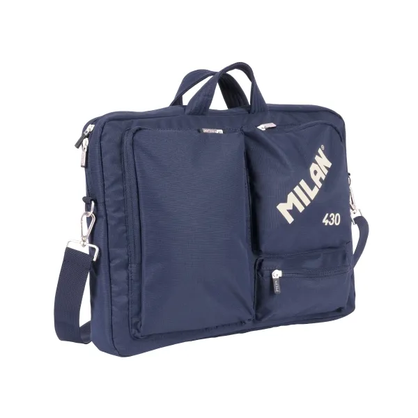 Milan 430 Since 1918 Borsa porta computer portatile fino a 17 - Chiusura con cerniera - 3 scomparti - 42x34x9cm - Blu - immagine 1