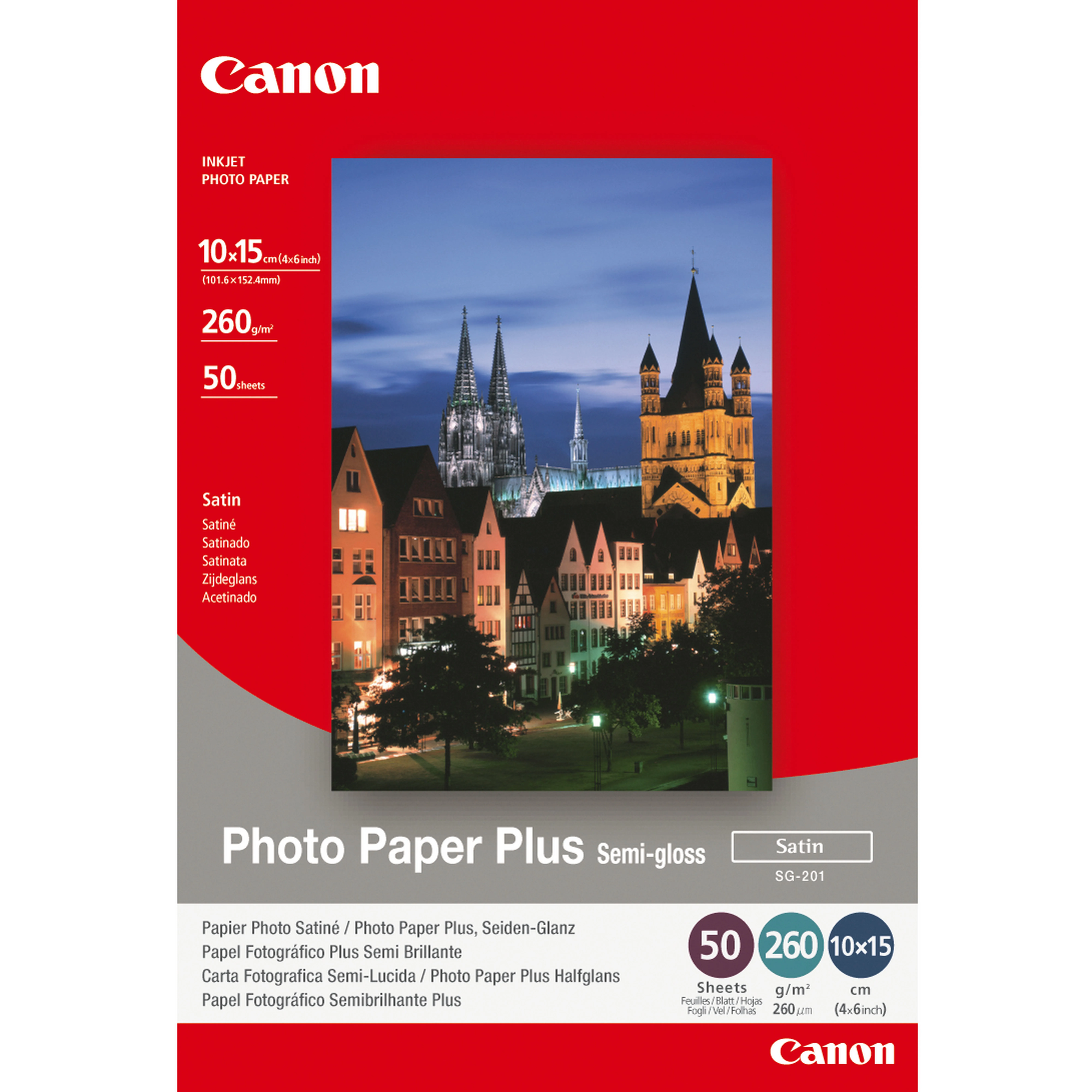 ORIGINALE Canon Carta Bianco 1686B015 SG-201 carta fotografica 10 x 15 cm 260 gr/m? 50 pagine semigloss - immagine 1