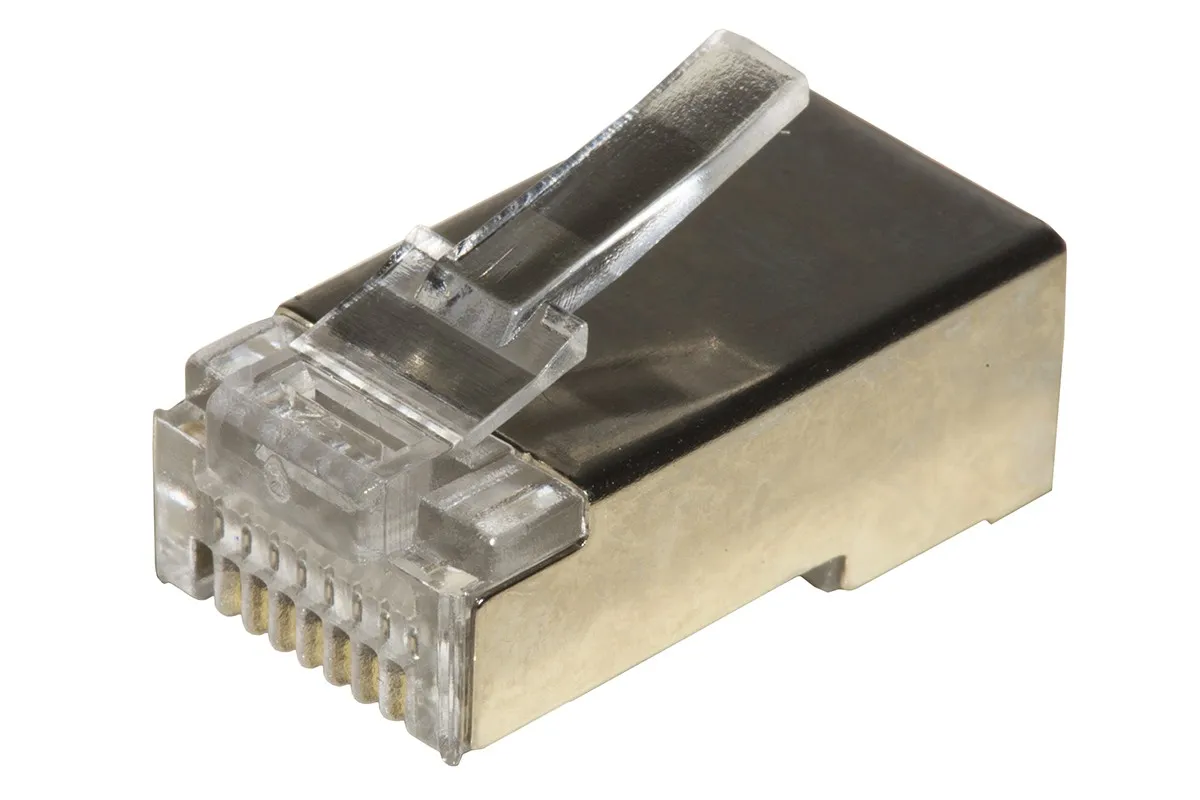 Confezione 100 Connettori 8 Poli Cat 5E Schermato Rj45 Per Cavo Solido - immagine 1
