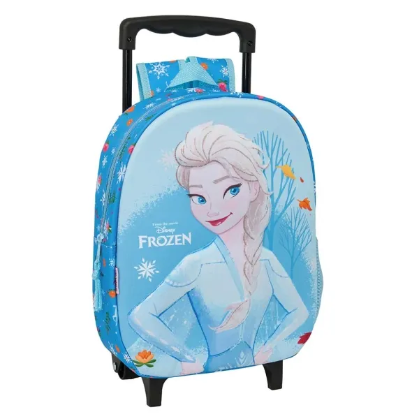 Zaino Safta Frozen 3D con ruote - Portabottiglie - Spallacci imbottiti - Maniglia superiore - 27x33x10cm - Azzurro - immagine 1