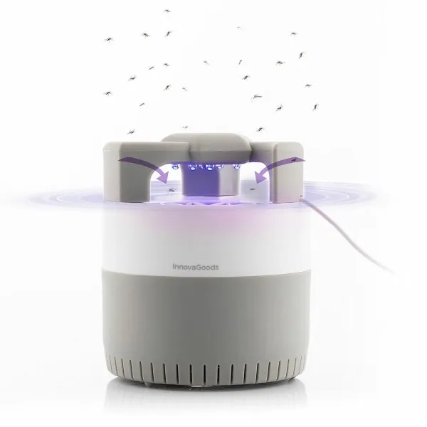 Lampada antizanzare USB Innovagoods KL Silen con ventosa - Luce LED UV - Silenziosa - Copertura fino a 50 m² - Facile da pulire - 12x14 cm - Bianca e grigia - immagine 1