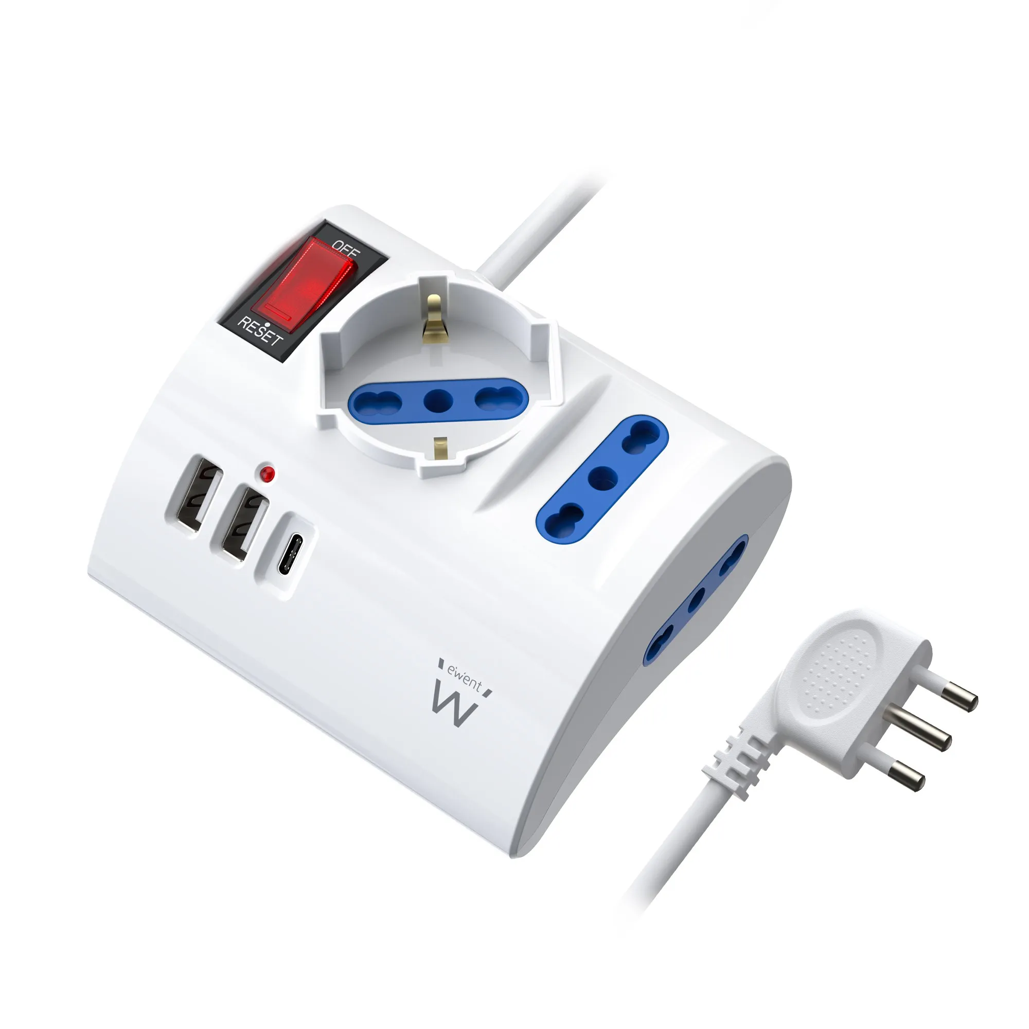 Ewent EW3868 prolunghe e multiple 2 m 3 presa(e) AC Interno Bianco - immagine 1