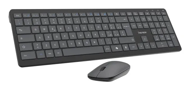 Vultech Tastiera E Mouse Bundle Wireless Low Profile A Forbice Tasti Funzionali 2000Dpi Regolabil - immagine 1