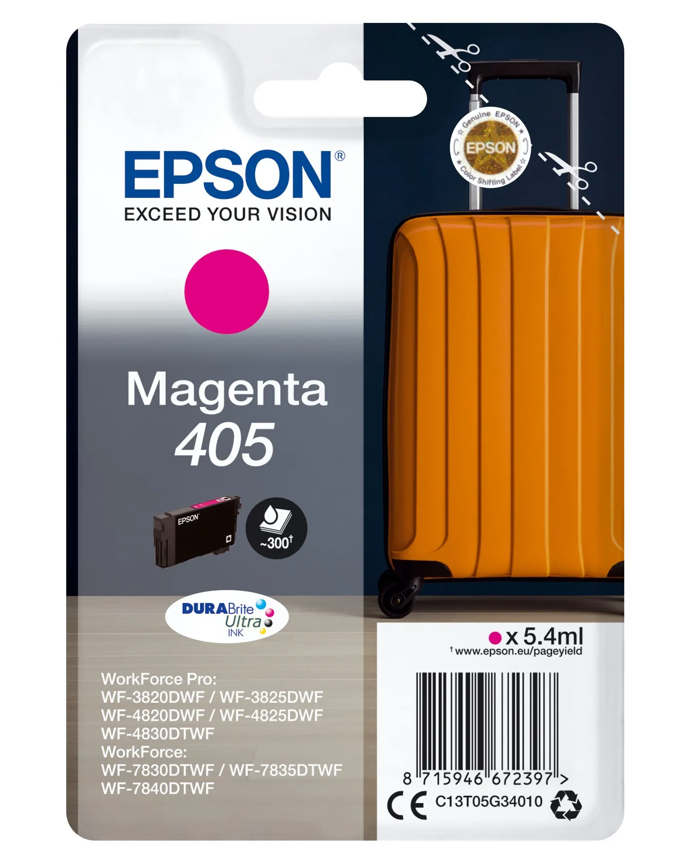 Epson Singlepack Magenta 405 DURABrite Ultra Ink - immagine 1