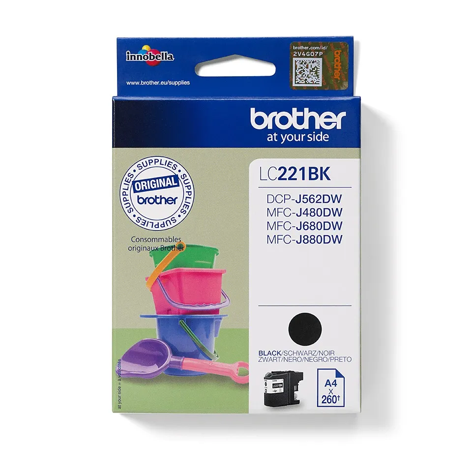 ORIGINALE Brother Cartuccia d'inchiostro nero LC221BK LC-221 260 pagine 71ml - immagine 1