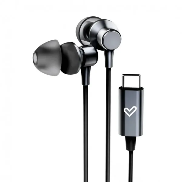 Energy Sistem Auricolari cablati metallizzati Tipo C - Microfono - Controller a 3 pulsanti - Custodia per il trasporto - Nero - immagine 1