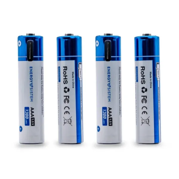 Energy Sistem Charge Pro C Confezione da 4 batterie ricaricabili USB-C - 1100mWh - 740mAh - AAA - 15V - Ricarica tramite USB-C - immagine 1