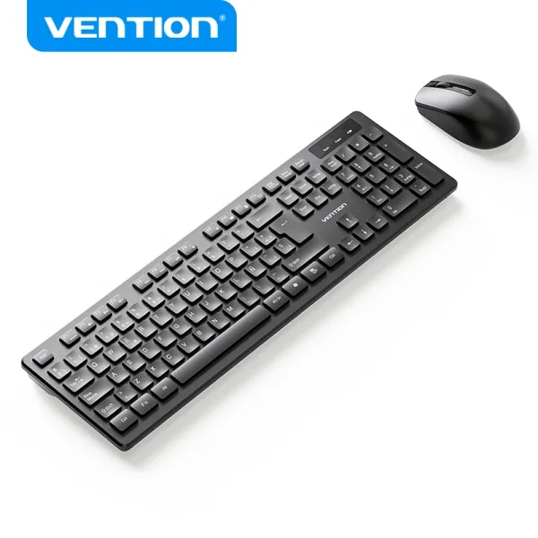Vention KTD - Tastiera e mouse wireless - Connessione a 24 GHz - 1200 DPI - 104 tasti - Nero - immagine 1