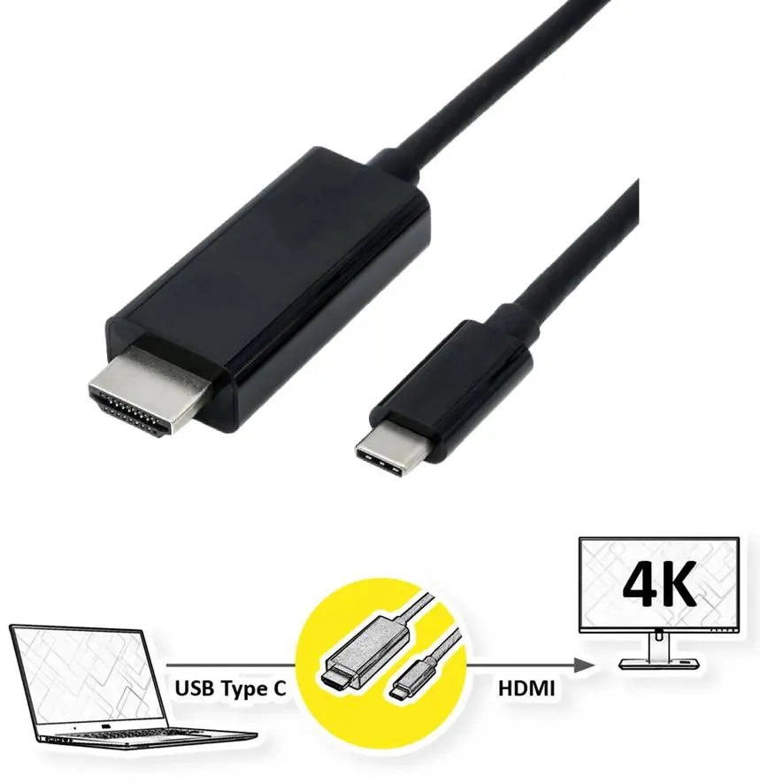 Cavo Usb 3.1 C-Hdmi 2Mt M/M Bk 3840X2160 @30Hz - immagine 1