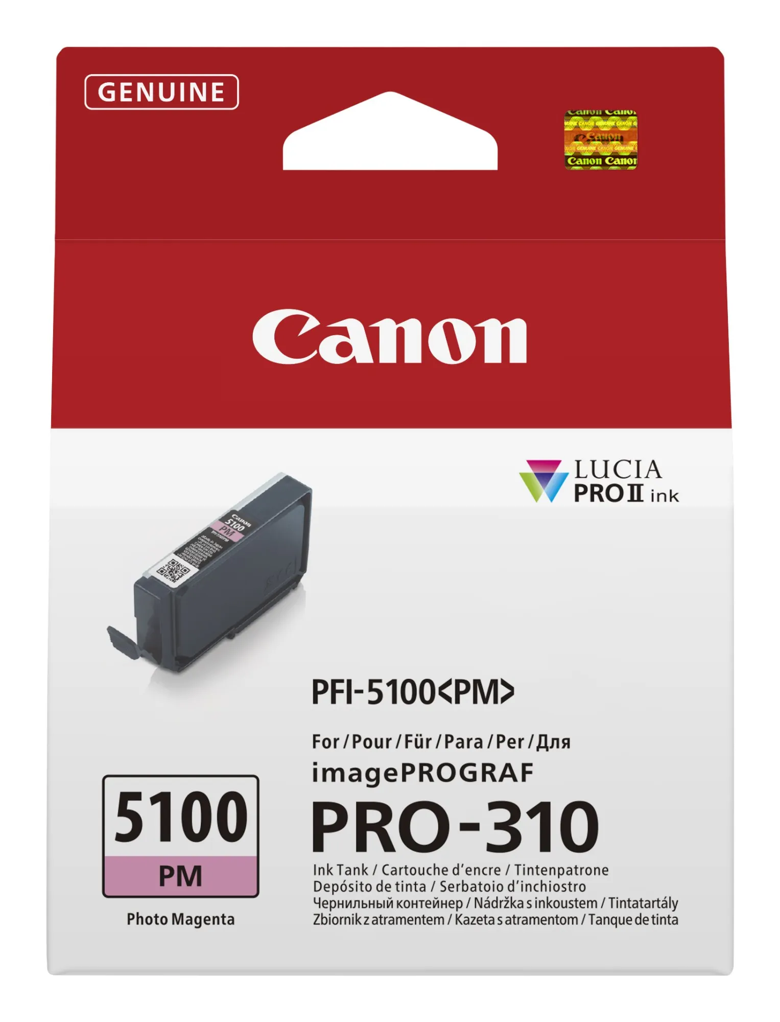 ORIGINALE Canon Cartuccia d'inchiostro magentafoto PFI-5100pm 6957C001 14ml - immagine 1
