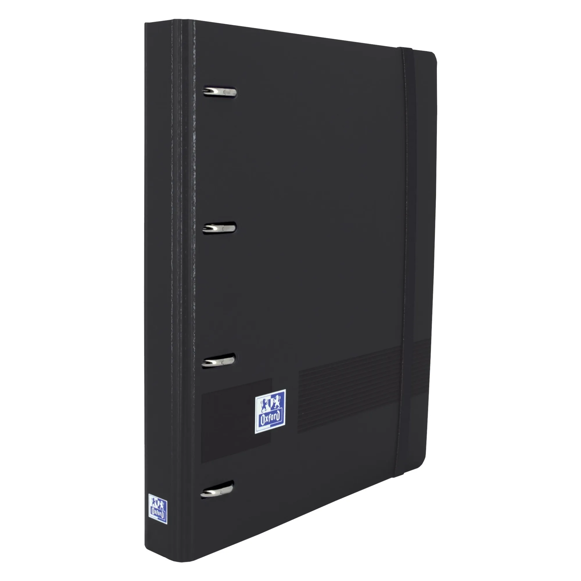 Oxford Europeanbinder Live & Go Raccoglitore a 4 Anelli Formato A4+ con Ricarica a Griglia 5x5mm e 4 Fori - Copertina in Plastica Resistente - Chiusura con Elastico - Colore Nero - immagine 1