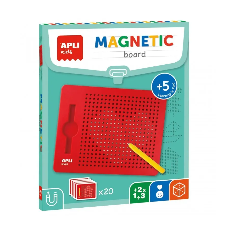 La lavagna magnetica Apli favorisce la concentrazione e favorisce il lavoro logico-matematico - Dimensioni 215 x 12 x 170 mm - Colore rosso - immagine 1