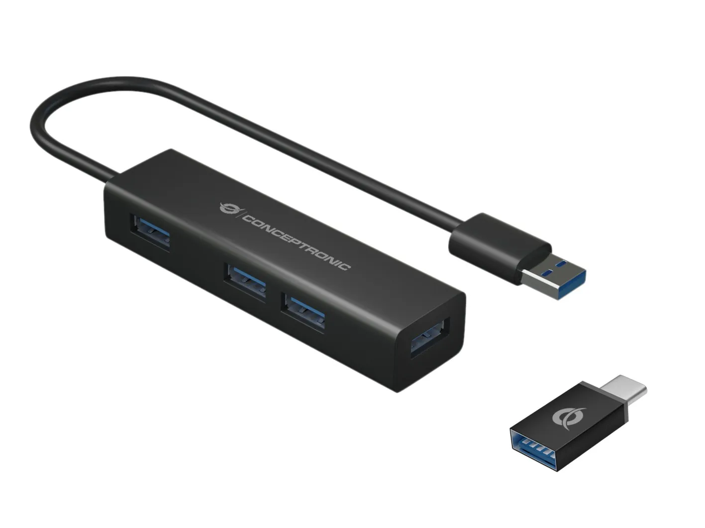 Hub Usb 3.0 4 Porte Bk 4*Usb A + Adatt.Usb C (Alluminio) - immagine 1