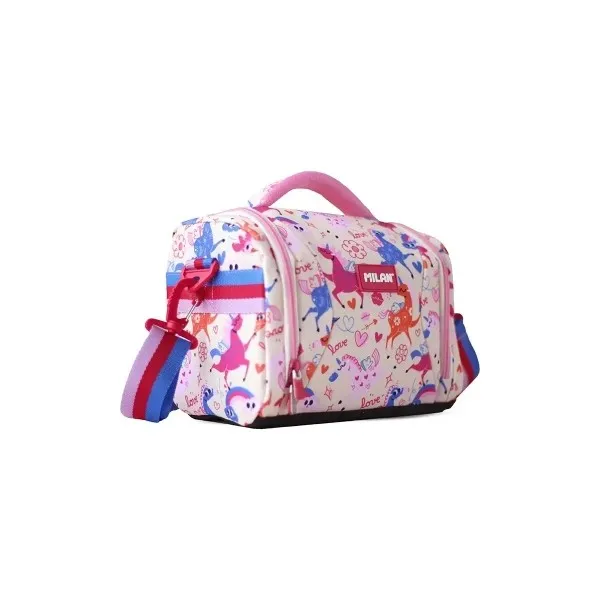 Borsa termica per il pranzo Milan Flowicorn 5L - Grande capacità - Apertura completa - Tasca interna in rete - Tracolla regolabile - Dimensioni 245x20x16cm - immagine 1