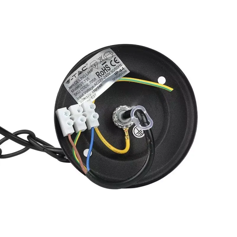 V-TAC Lampada LED da Soffitto a Lanterna con Portalampada E27 (Max 60W) Colore Nero l: 72cm IP44 - immagine 1