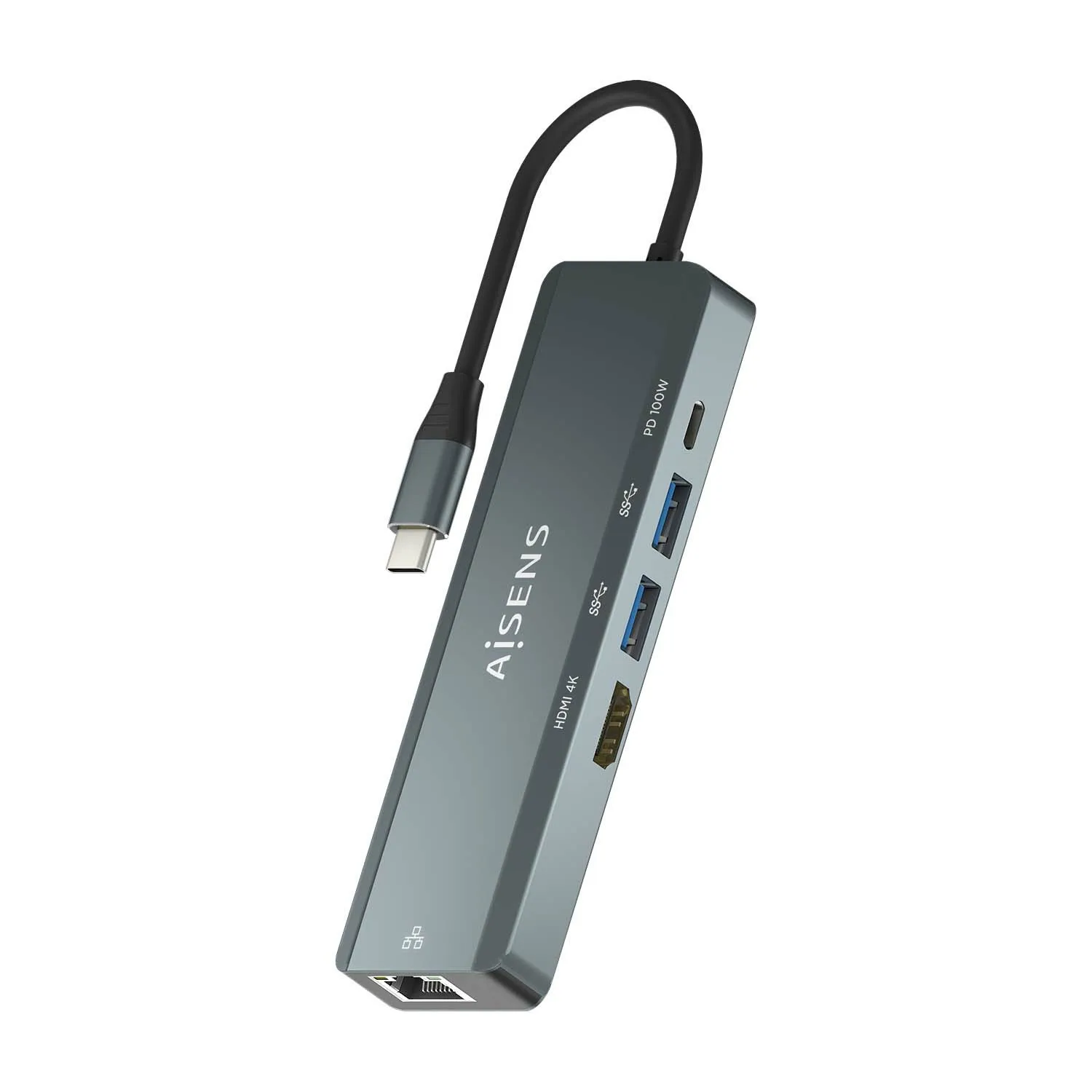 AISENS ASUC-5P011-GR replicatore di porte e docking station per laptop Cablato USB 3.2 Gen 1 (3.1 Gen 1) Type-C Grigio - immagine 1