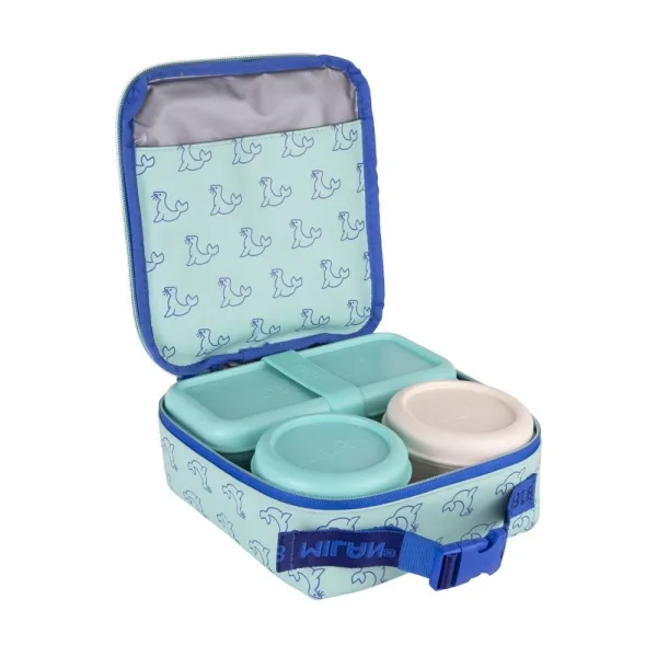 Borsa termica per alimenti Milan Collection 460 da 39 l - Include 3 contenitori per alimenti 2 da 025 l e 1 da 075 l - Interno termicamente isolato - Verde/Blu - immagine 1