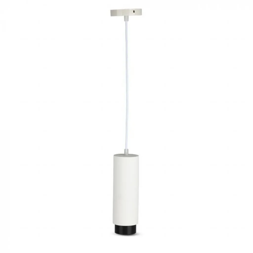 V-TAC Portafaretto LED a Sospensione GU10 Corpo in Gesso Bianco Base Metallica Nera - immagine 1